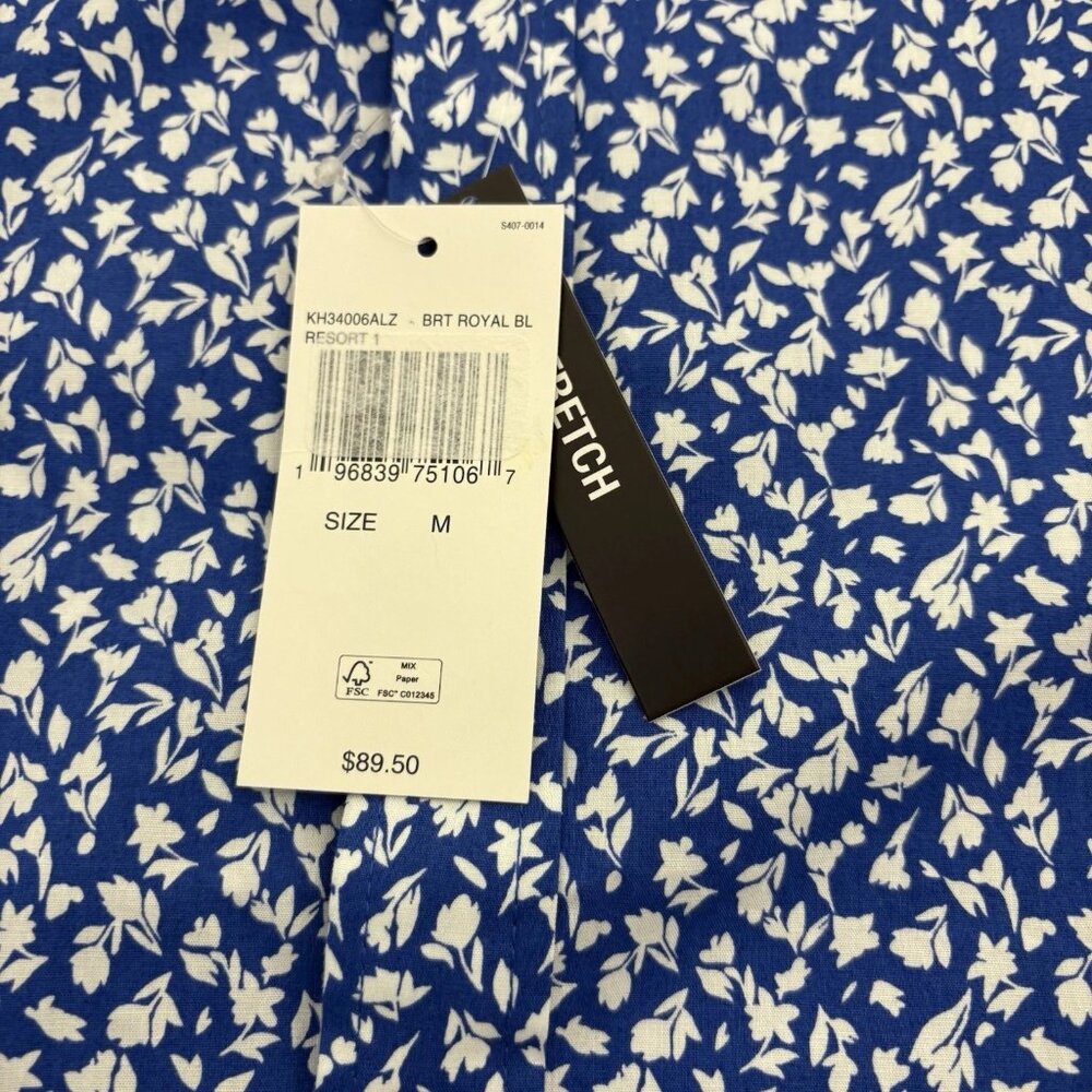 Michael Kors Slim Fit Short Sleeve Shirt in Blue/White Floral Print - Picture 4 of 5